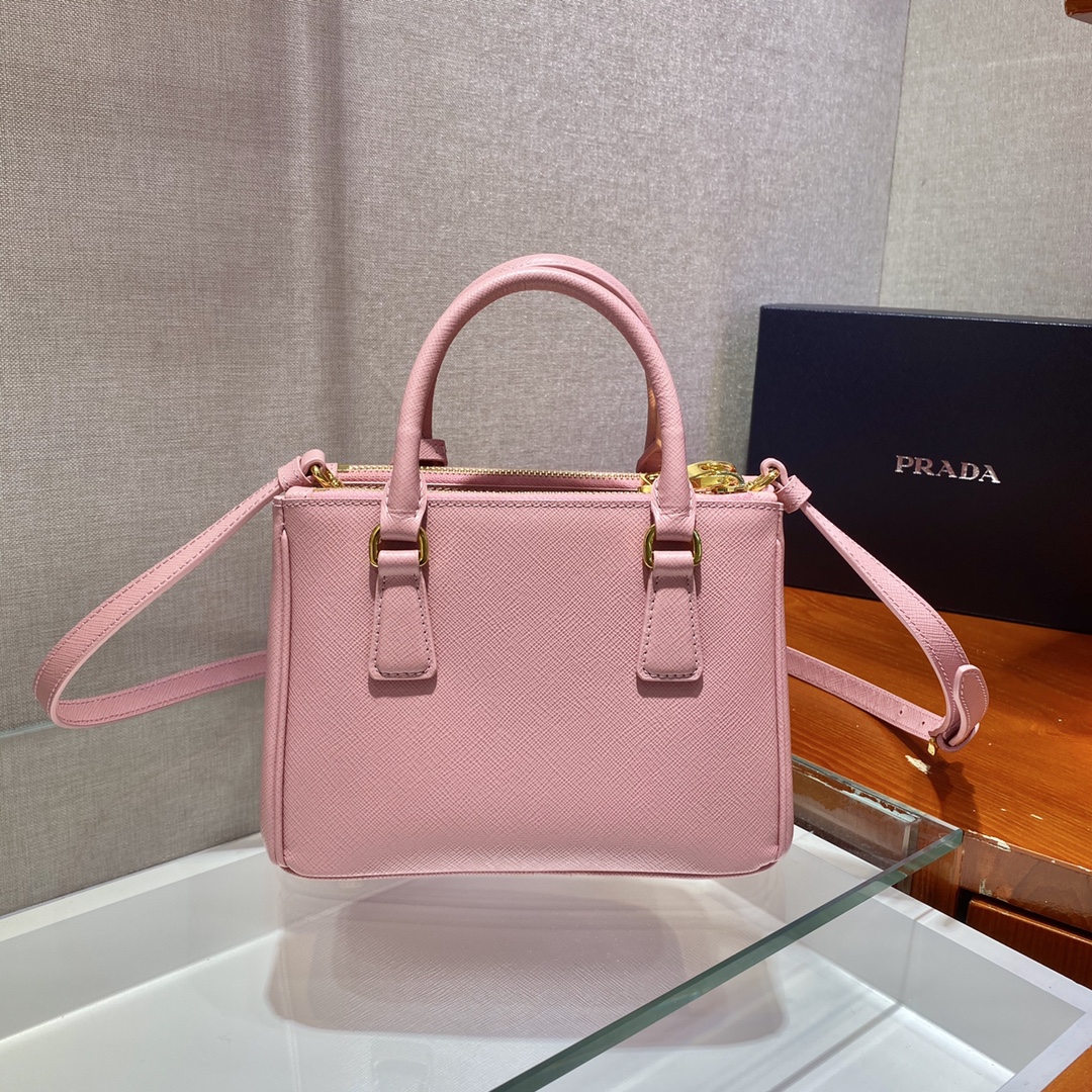 Prada Mini Galleria Saffiano Leather Bag Tote Shoulder Bag Pink 1BA906